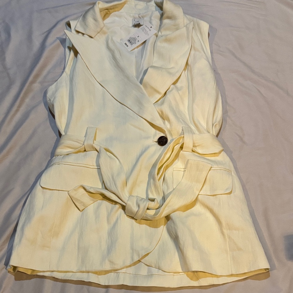 A New Day Cream Sleeveless Vest with Belt